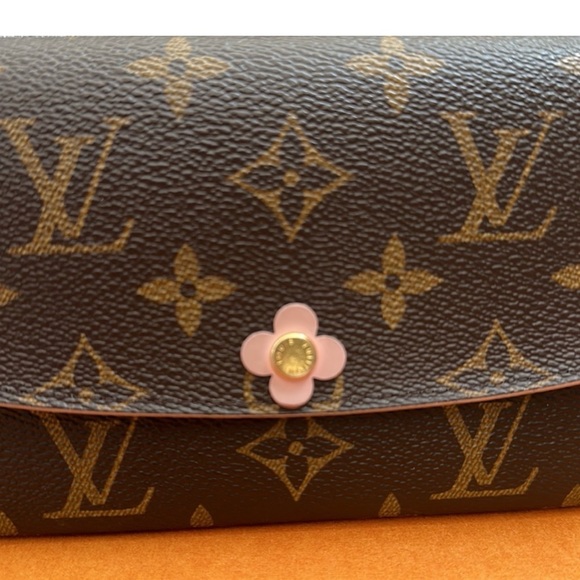 Louis Vuitton Long Wallet Portefeuille Emilie Brown Monogram with Pink Accents - Picture 4 of 13